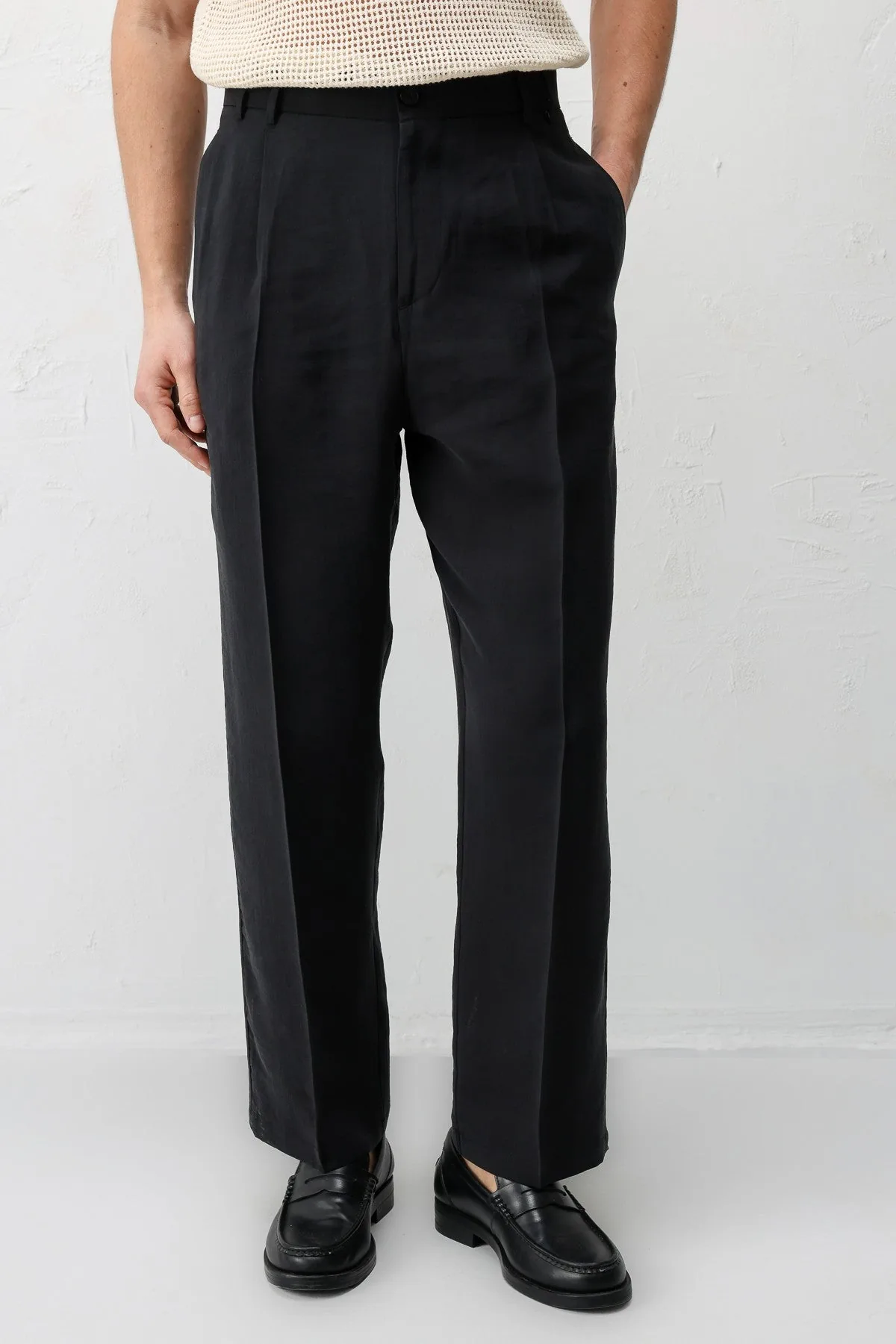 Lyocell Relaxed Fit Pileli Erkek Pantolon A26Y2852 - Siyah