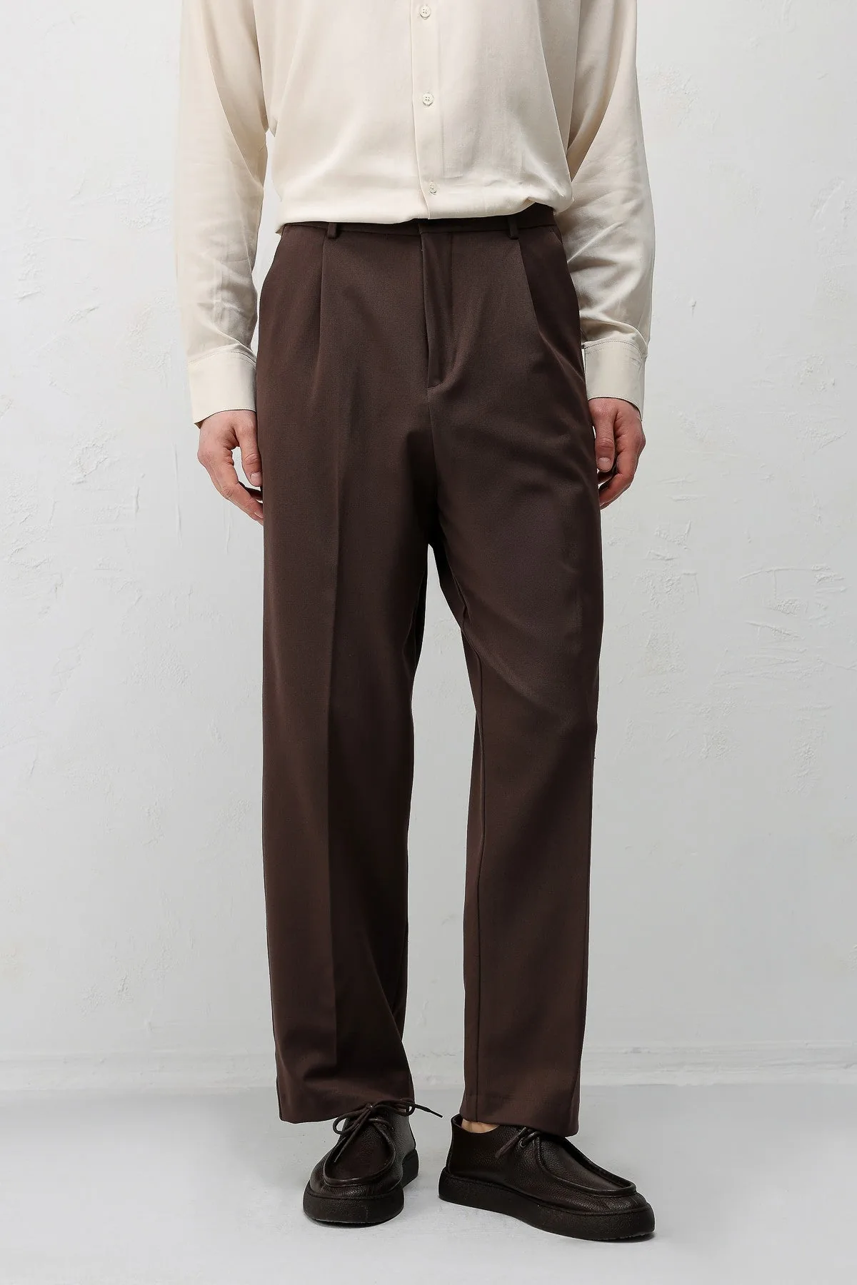 Relax Fit Pilili Erkek Pantolon A25Y2830 - Koyu Kahve